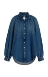 Citizen Of Humanity X Bloom Farm Exclusive Loretta Ruffled Denim Shirt In Blue