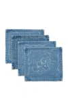 Citizen Of Humanity X Bloom Farm Set-of-four Denim Cocktail Napkins In Blue