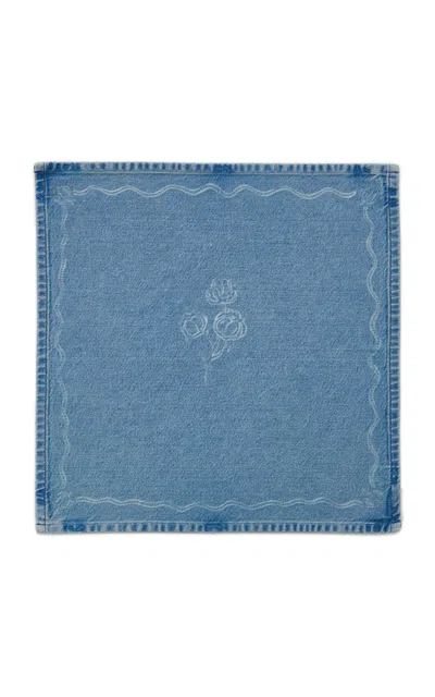 Citizen Of Humanity X Bloom Farm Set-of-four Denim Table Napkins In Blue