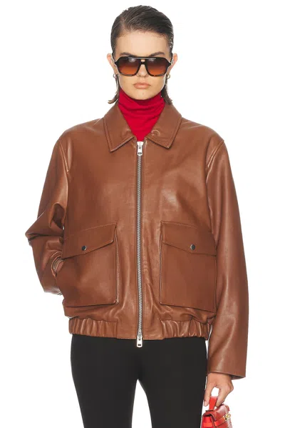 Citizen Of Humanity Zip Front Bomber Jacket In Brown