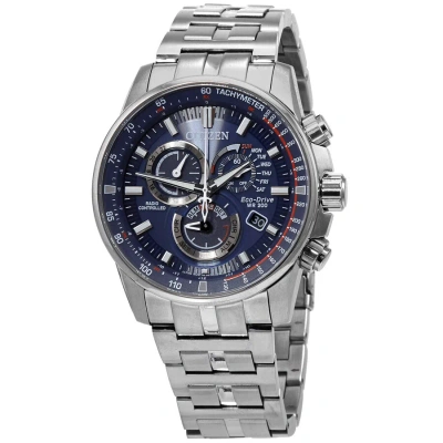 Citizen Pcat Perpetual Alarm World Time Chronograph Blue Dial Men's Watch Cb5880-54l In White