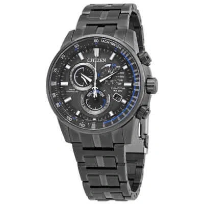 Pre-owned Citizen Pcat Radio Controlled Chronograph Black Dial Men's Watch Cb5887-55h