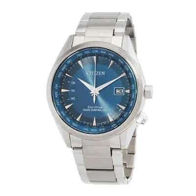 Pre-owned Citizen Perpetual World Time Gmt Eco-drive Blue Dial Men's Watch Cb0270-87l
