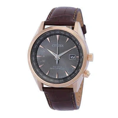 Pre-owned Citizen Perpetual World Time Gmt Eco-drive Grey Dial Men's Watch Cb0273-11h