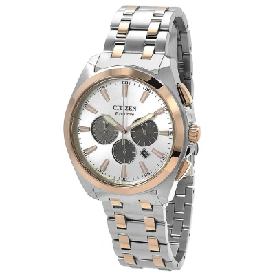 Citizen Peyten Chronograph Eco-drive Silver Dial Two-tone Men's Watch Ca4516-59a In Two Tone  / Gold Tone / Rose / Rose Gold Tone / Silver