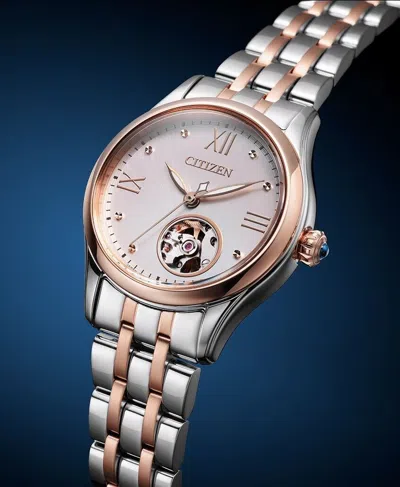 Pre-owned Citizen Pr1044-87x Automatic Two-tone Pink Gold Stainless Steel Ladies Watch
