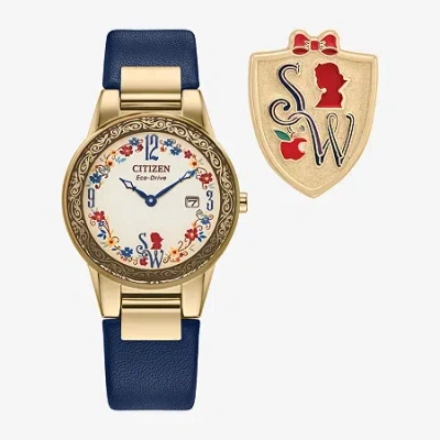 Citizen Princess Snow White Womens Blue Leather Watch Boxed Set Ga1079-41w In Multi