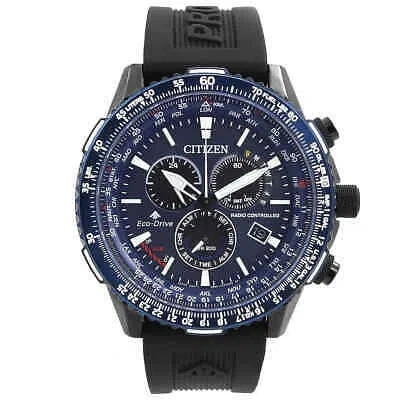 Pre-owned Citizen Promaster Air A-t Perpetual Alarm World Time Chronograph Gmt Blue Dial