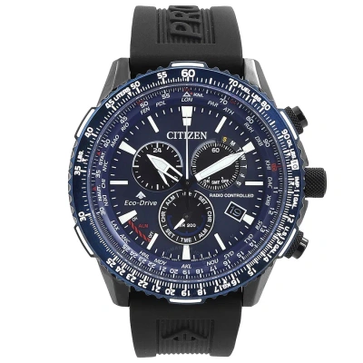 Citizen Promaster Air A-t Perpetual Alarm World Time Chronograph Gmt Blue Dial Men's Watch Cb5006-02 In Black / Blue