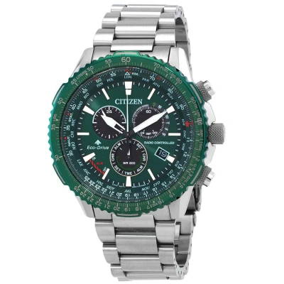 Citizen Promaster Air A-t World Time Chronograph Gmt Green Dial Men's Watch Cb5004-59w