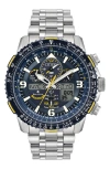 Citizen Promaster Skyhawk A-t Mens Silver Tone Stainless Steel Bracelet Watch Jy8078-52l In Metallic