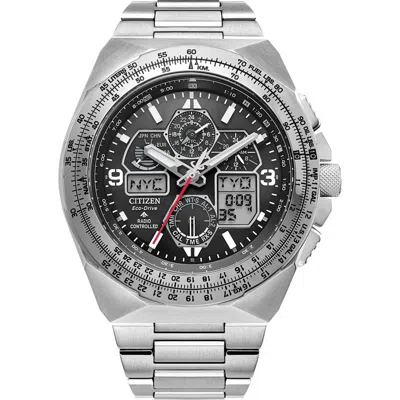 Citizen Promaster Air Skyhawk A-t Chronograph Bracelet Watch, 46mm In Silver