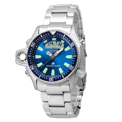 Pre-owned Citizen Promaster Aqualand Blue Dial Depth Sensor Alarm Diver Watch Jp2000-67l