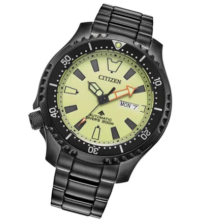 Pre-owned Citizen Promaster Automatic Sapphire Crystal Yellow Diver's Watch Ny0155-58x