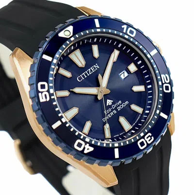 Pre-owned Citizen Promaster Blue Dial Men's Diver Watch Polyurethane Band Bn0196-01l
