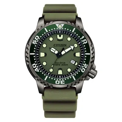 Pre-owned Citizen Promaster Bn0157-11x Green Marine Diver Eco-drive Men Watch In Box