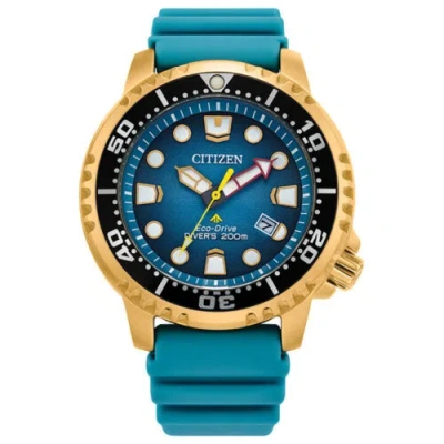 Pre-owned Citizen Promaster Bn0162-02x Eco-drive Gold Tone Tiffany Blue Dial Polyurethane