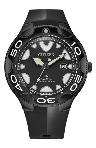 Citizen Promaster Dive Faux Leather Strap Watch, 46mm In Black