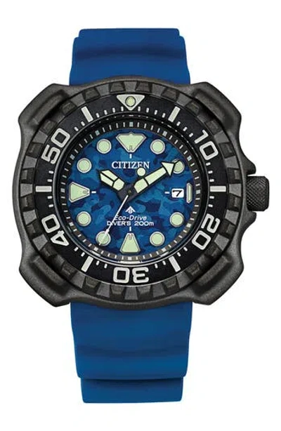 Citizen Promaster Dive Faux Leather Strap Watch, 46mm In Blue