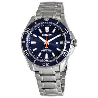 Pre-owned Citizen Promaster Diver 200 Meters Eco-drive Blue Dial Steel Men's Watch