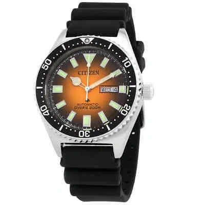 Pre-owned Citizen Promaster Diver Automatic Orange Dial Men's Watch Ny0120-01z