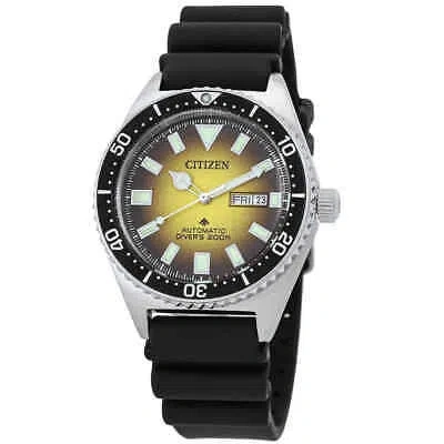 Pre-owned Citizen Promaster Diver Automatic Yellow Dial Men's Watch Ny0120-01x
