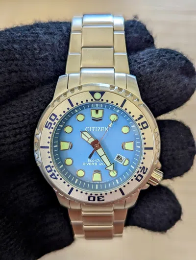 Pre-owned Citizen Promaster Diver Eco-drive Men's Watch Blue Dial Date Display Bn0165-55l