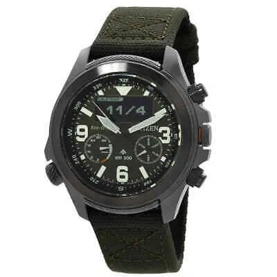 Pre-owned Citizen Promaster Land Analog-digital Green Dial Men's Watch Jv1005-02w