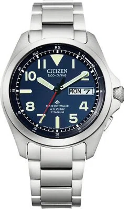 Pre-owned Citizen Promaster Land At6080-53l Blue Eco-drive Solar Men's Watch With Box