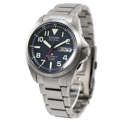 Pre-owned Citizen Promaster Land At6080-53l Blue Eco-drive Solar Men Wth Box