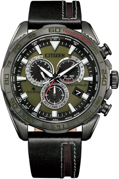 Pre-owned Citizen Promaster Land Cb5037-17x Eco-drive Adventure Radio Green Military Watch