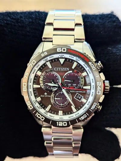 Pre-owned Citizen Promaster Land Chronograph Sapphire Crystal World Time Watch Cb5036-87x