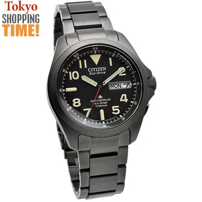 Pre-owned Citizen Promaster Land Eco-drive At6085-50e Black Titanium Solar Men Watch