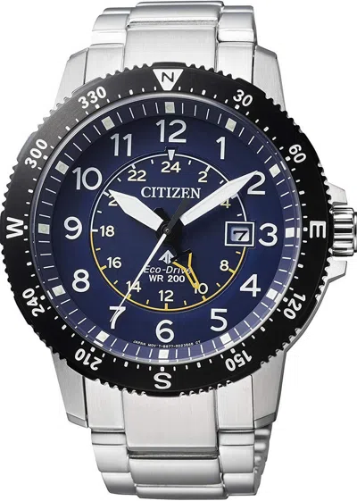 Pre-owned Citizen Promaster Land Eco-drive Blue Dial Men's Watch Bj7094-59l
