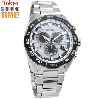 Pre-owned Citizen Promaster Land Eco-drive Cb5034-91a White Dial Solar Radio Men Watch Jp
