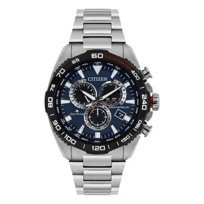 Pre-owned Citizen Promaster Land Eco-drive Chronograph Men's Blue Dial Watch - Cb5034-58l