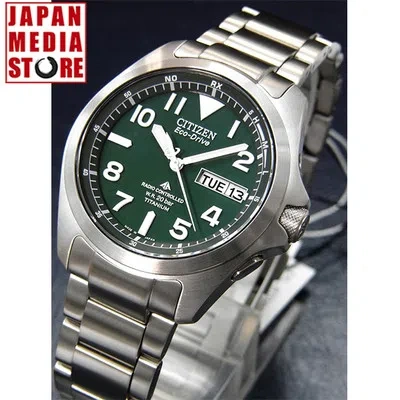 Pre-owned Citizen Promaster Land Pmd56-2951 Eco-drive Green Dial Titanium Solar Men Watch