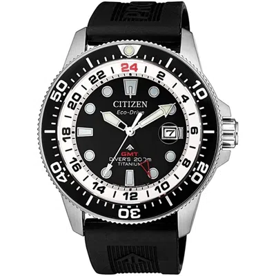 Pre-owned Citizen Promaster Marine Bj7110-11e Eco-drive Gmt Super Titanium Men Diver Watch