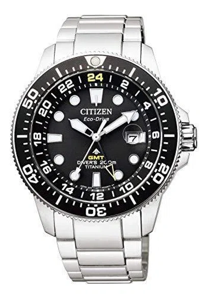 Pre-owned Citizen Promaster Marine Bj7110-89e Eco-drive Gmt Diver`s 200m Titanium Watch