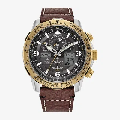 Citizen Promaster Mens Atomic Time Brown Leather Strap Watch Jy8084-09h