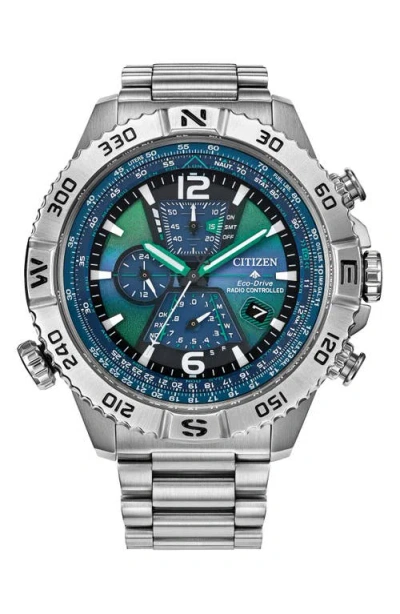 Citizen Promaster Navihawk A-t Eco-drive Chronograph Bracelet Watch, 48mm In White