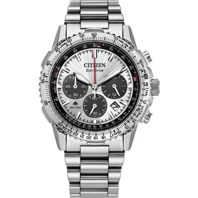 Citizen Mens Chronograph Silver Tone Stainless Steel Bracelet Watch Ca4660-61a In Metallic