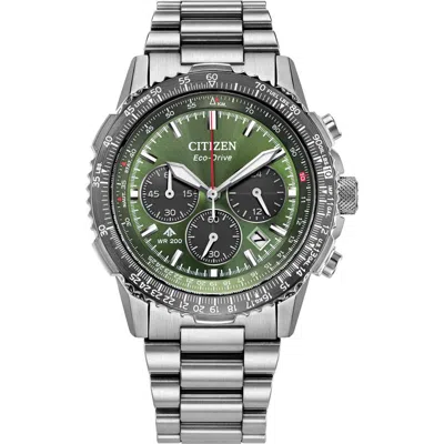 Citizen Promaster Navihawk Eco-drive Chronograph Bracelet Watch, 40mm In Green