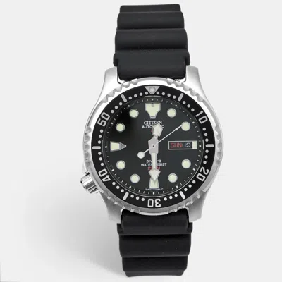 Pre-owned Citizen Promaster Ny0040-09ee Black Dial Stainless Steel Rubber Men's Wristwatch 42 Mm