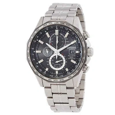 Pre-owned Citizen Promaster Perpetual World Time Chronograph Quartz Black Dial Men's Watch