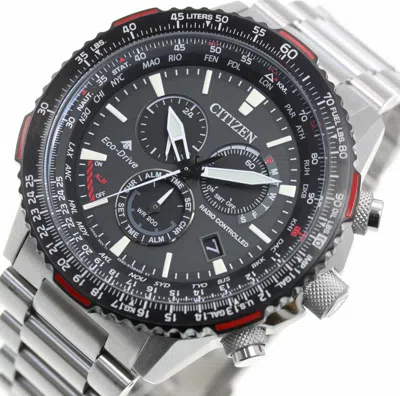 Pre-owned Citizen Promaster Radio Controlled Sapphire Sky Eco-drive Black Dial Cb5001-57e