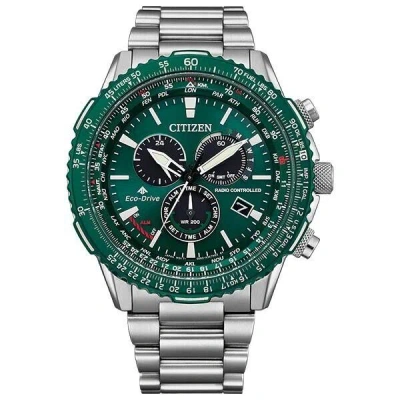 Pre-owned Citizen Promaster Sky Cb5004-59w Green Dial Sapphire Radio Controlled Eco-drive
