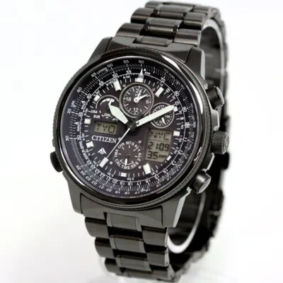 Pre-owned Citizen Promaster Sky Jy8025-59e Titanium Eco-drive Radio Solar Watch Black