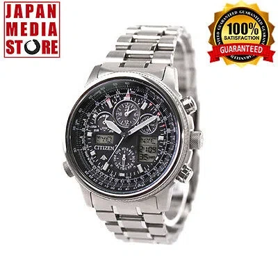 Pre-owned Citizen Promaster Sky Pmv65-2271 Eco-drive Solar Atomic Analog Digital Men Watch