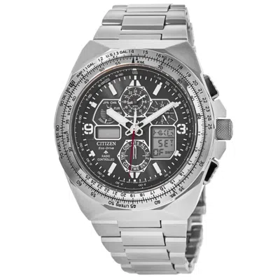 Citizen Promaster Skyhawk A-t Chronograph Black Dial Stainless Steel Men's Watch Y8120-58e In Metallic